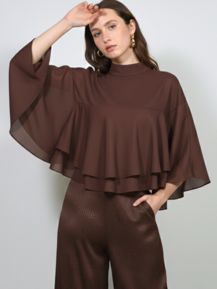 BLUSA SHIFON CON OLANES