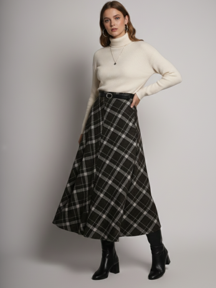 FALDA LANA CUADROS