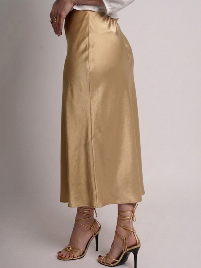 FALDA SATIN MIDI