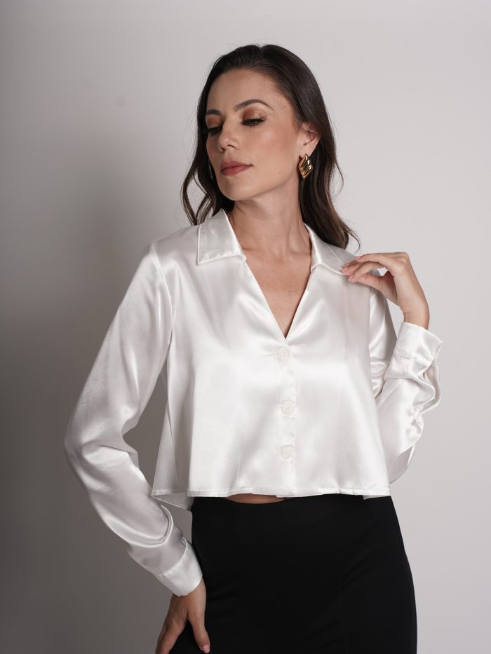 BLUSA CAMISERA CORTA SATIN