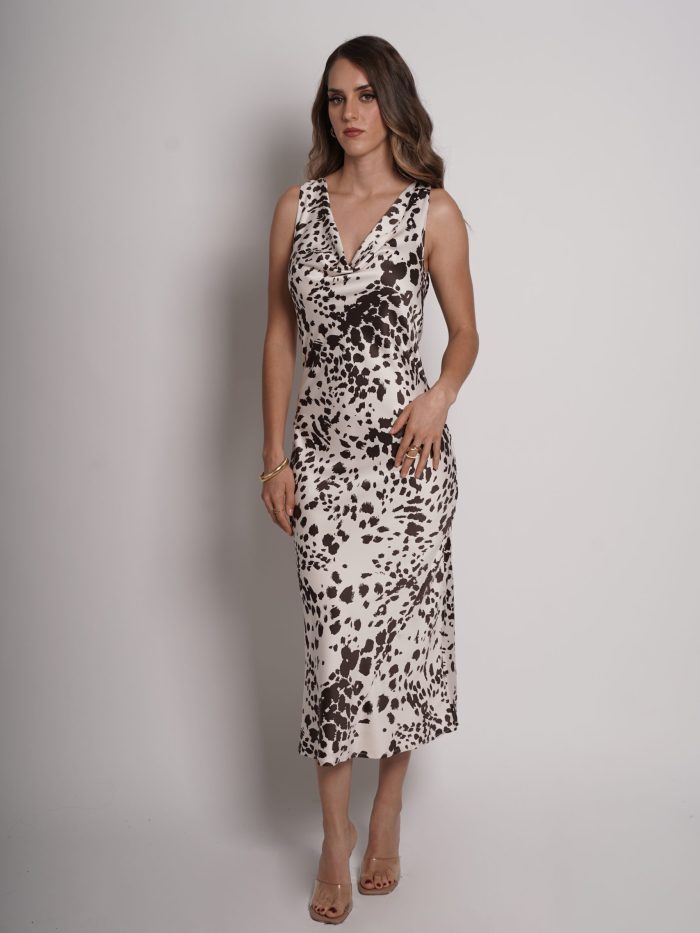 VESTIDO MIDI SEDA ANIMAL PRINT