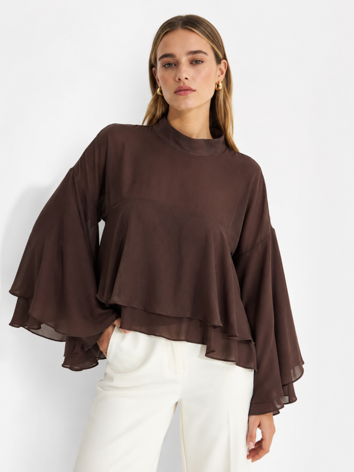 BLUSA SHIFON CON OLANES
