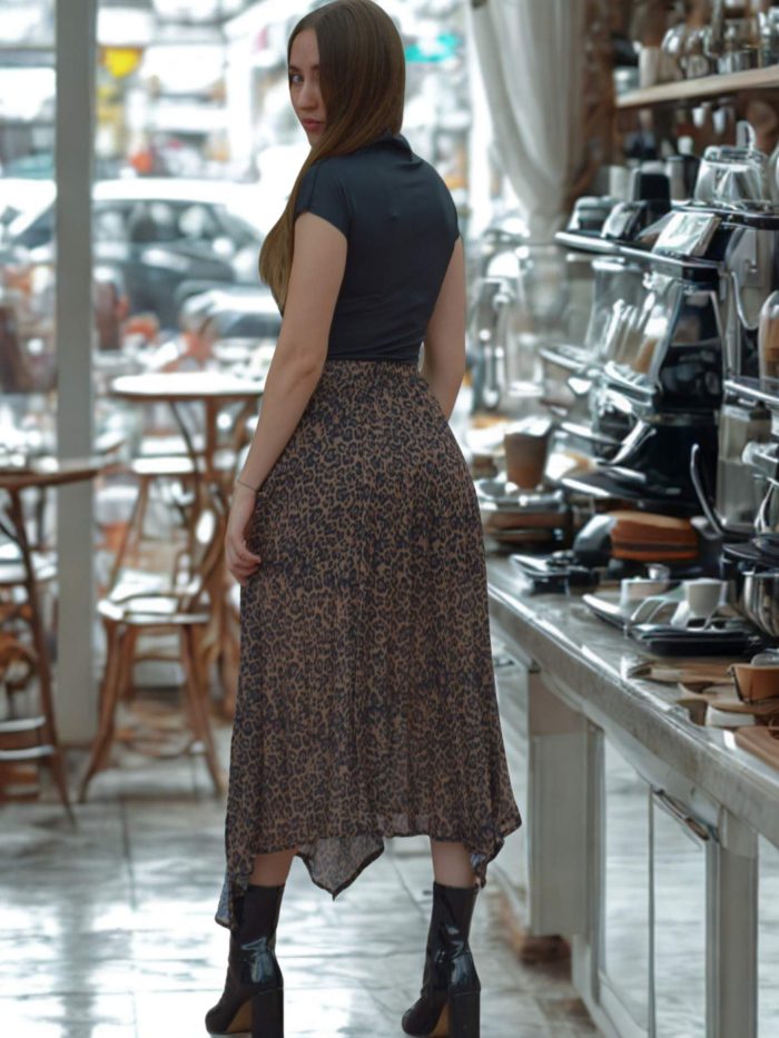 FALDA PLISADA LEOPARDO OSCURO