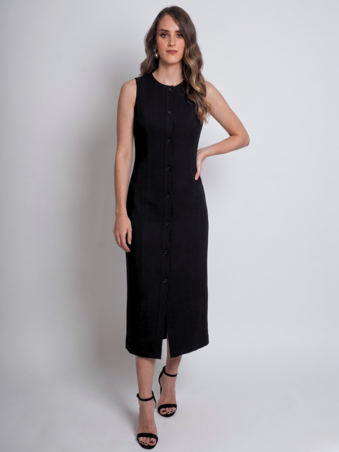 VESTIDO PONTI CON BOTONES
